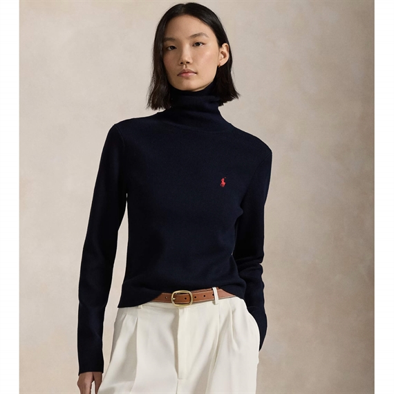 Polo Ralph Lauren Cotton-Blend Rollneck, Hunter Navy 